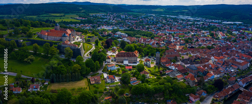 Aerial view of the old town of city Kronach in Germany on a sunny day in spring.  © GDMpro S.R.O.