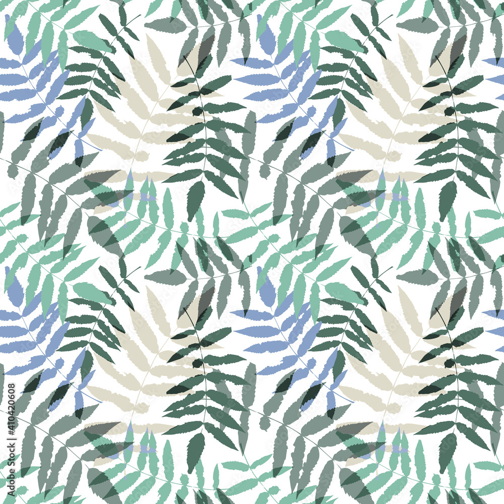 Elegant seamless pattern with leafs, vector. Floral botanical texture. Texture with floral ornament for fabric, wallpaper, fashion print, cover and more	