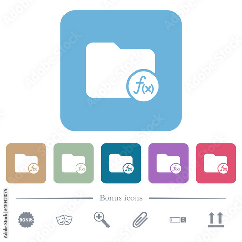 Directory functions flat icons on color rounded square backgrounds