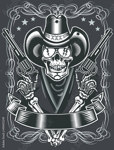 Cowboy Skull and Revolver