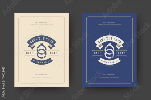 Wedding save the date invitation card vector illustration