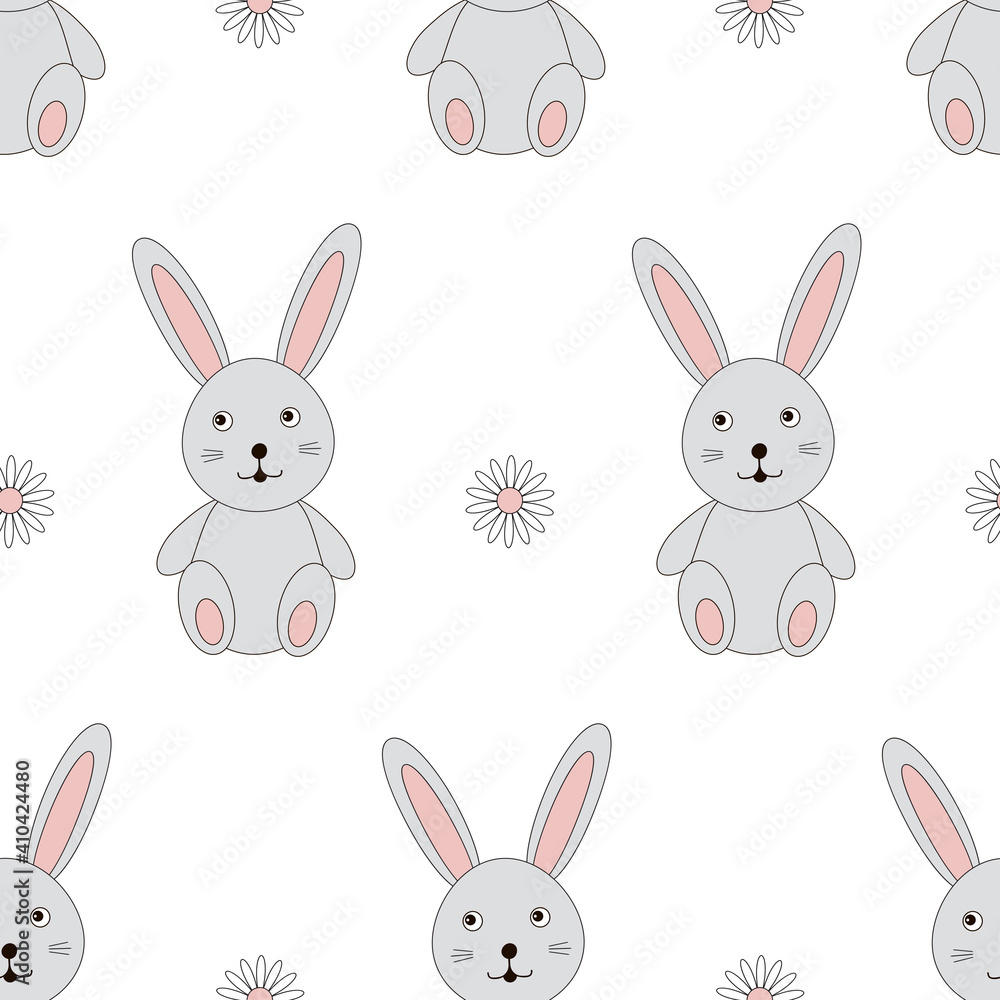 Cute bunny and flowers seamless pattern. Rabbit digital paper. Cute bunny and flowers seamless pattern. Rabbit digital paper.