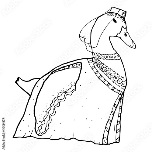 duck in national armenian costume duck in dress bird drawing print