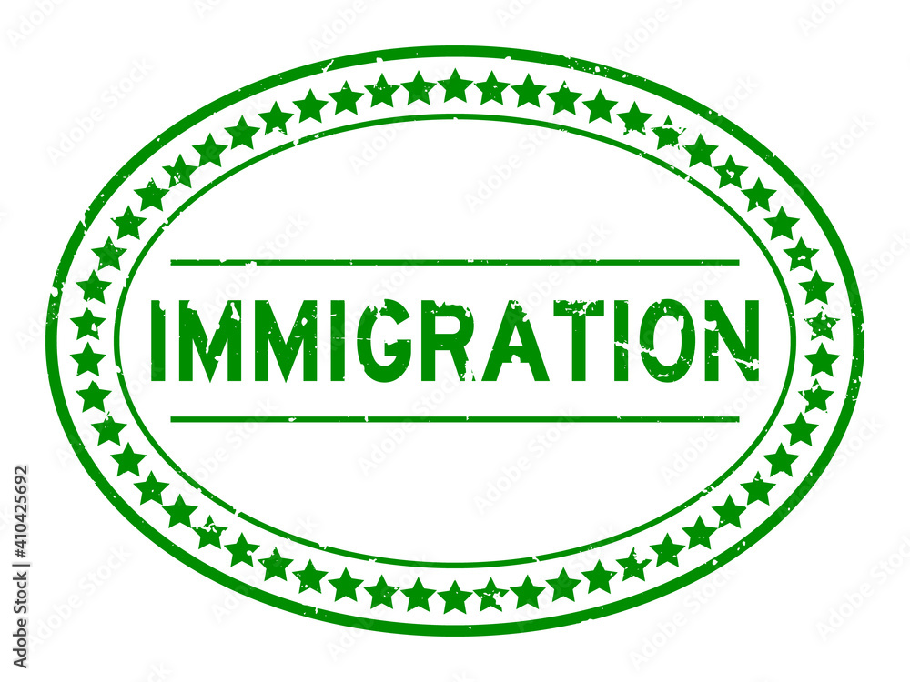 Grunge green immigration word oval rubber seal stamp on white background Grunge green immigration word oval rubber seal stamp on white background