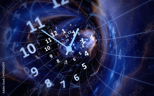 Time in space. 3d rendering illustration