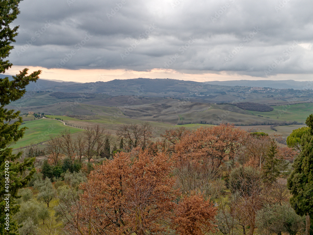 Tuscany, panoramic landscape in winter time - Italy Tuscany, panoramic landscape in winter time - Italy