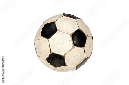 Old Football or damage footbal famouse sport against white background