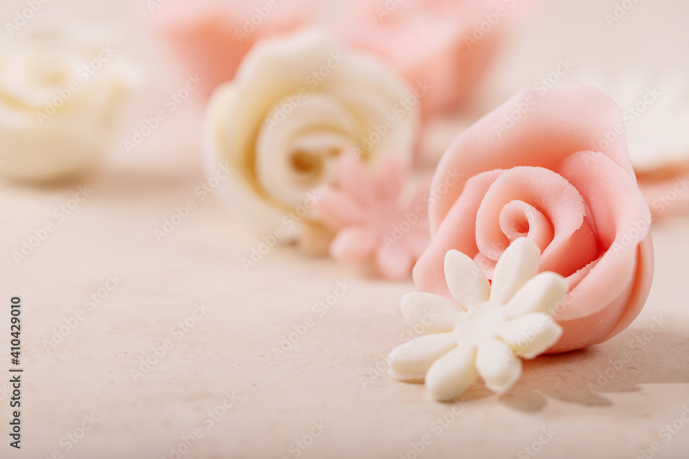 Homemade white and pink marzipan roses Homemade white and pink marzipan roses