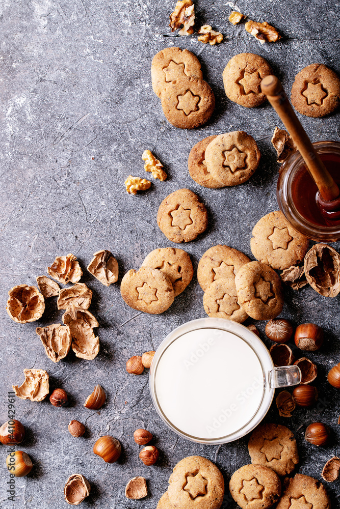 Fototapeta premium Homemade cookies with hazelnuts