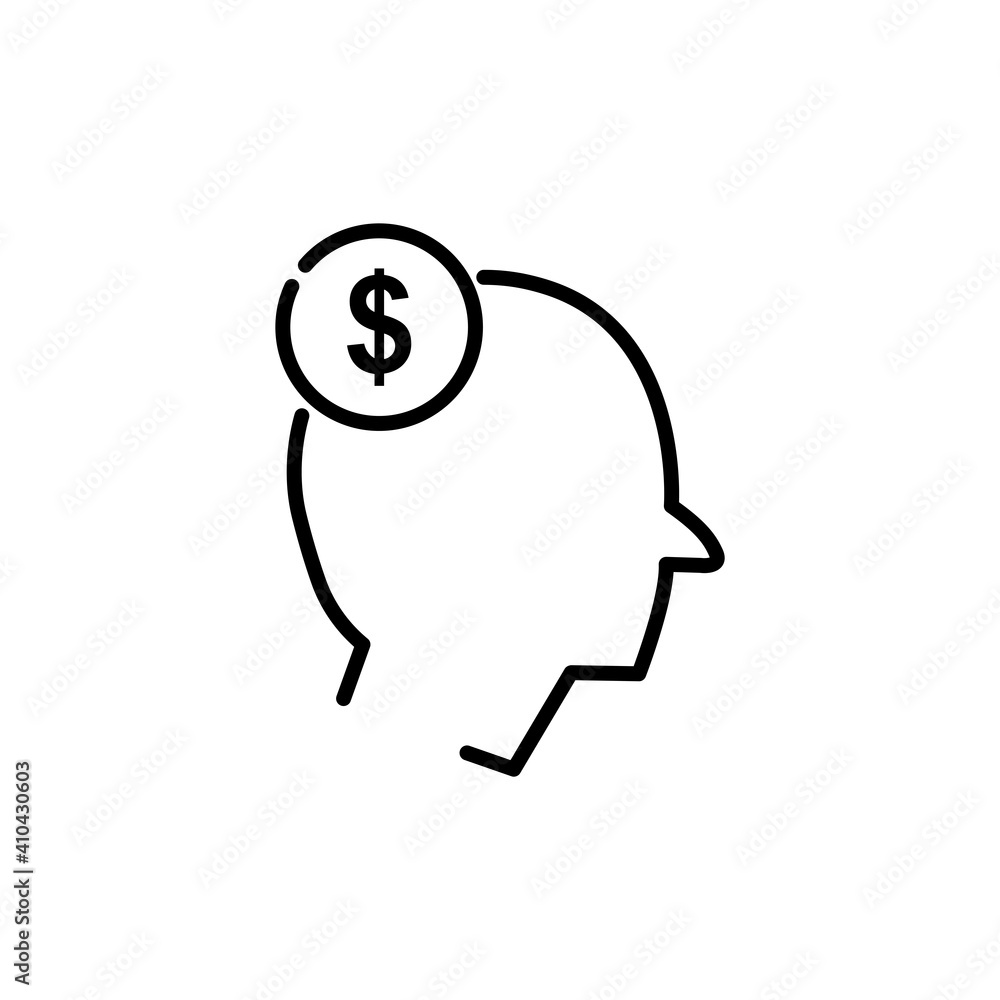 Head with dollar line icon. business symbol. simple design editable. Design template vector Head with dollar line icon. business symbol. simple design editable. Design template vector