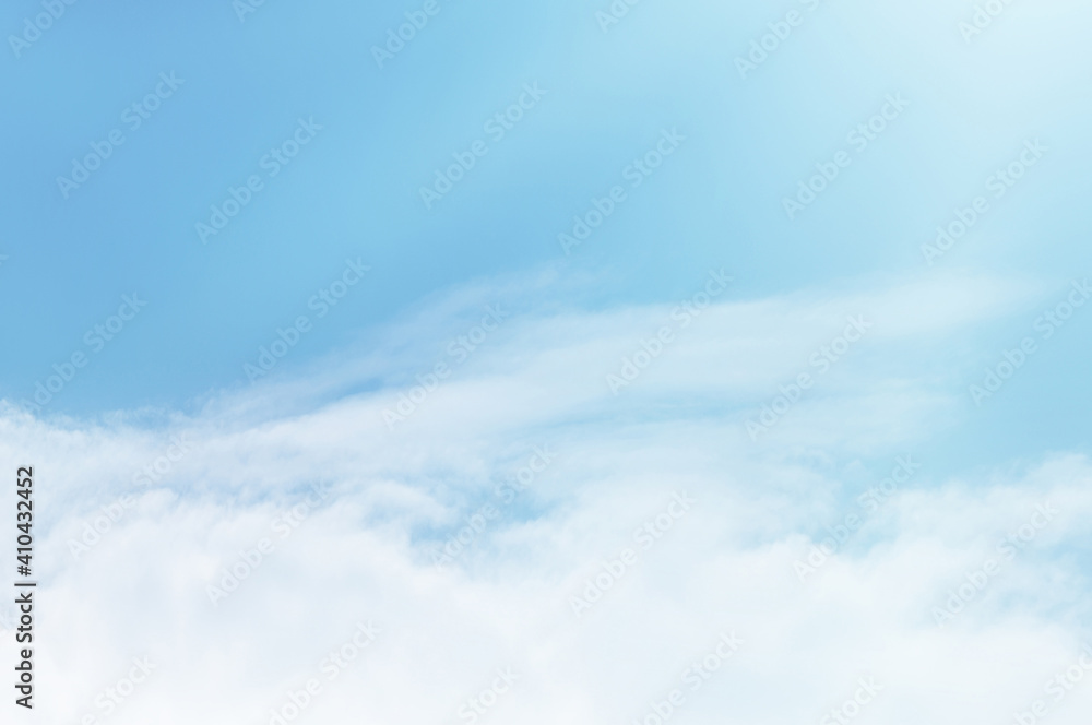 Fototapeta premium Blue sky with white cloud. The summer heaven is colorful clearing day Good weather and beautiful nature in the morning.