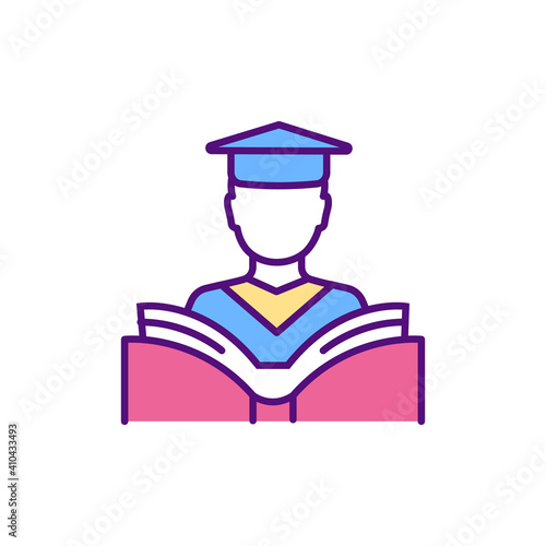Online textbooks RGB color icon. Online teaching digital resources. Digital devices for viewing learning program and different information resourses at schools. Isolated vector illustration