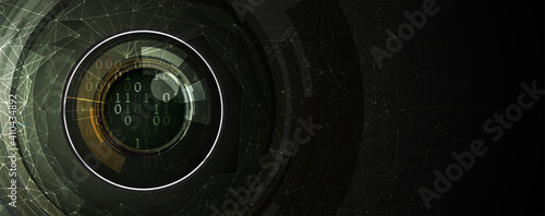 Quantum processing. Deep learning artificial intelligence. Future new technology  for business or science presentation