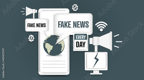 Online fake news concept. Vector illustration.