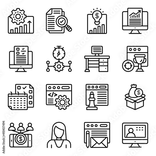 Pack of E Business Linear Icons 
