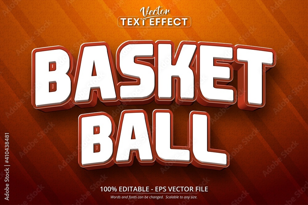 Basketball text, cartoon style editable text effect