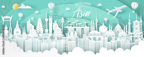 Vector of Asia landmark, Asia travel and tourism concept.