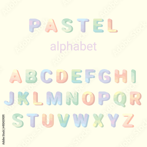 English pastel alphabet. Pastel ABC letters. Vectorillustration.