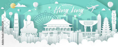 Vector of Hong Kong landmark, travel and tourism concept.