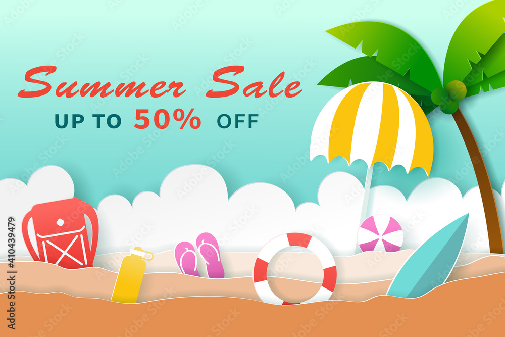 Vector of digital craft style for Summer sale banner.