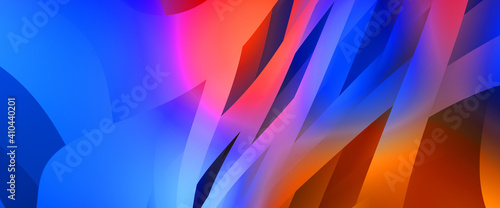 Abstract background with colorful gradient. Vibrant graphic wallpaper with stripes design. Fluid 2D illustration of modern movement.