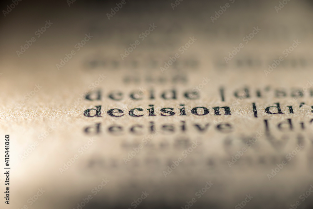 decision word dictionary - obrazy, fototapety, plakaty 