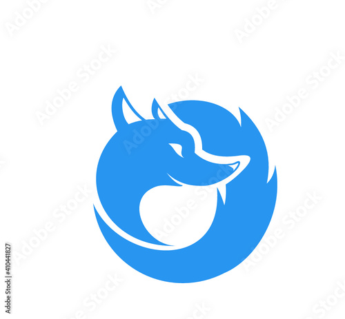 coiled fox  vector image sign simple blue