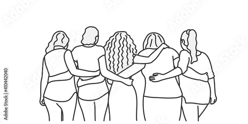 Group of women hugging. Tourism, travel, people, leisure concept. 