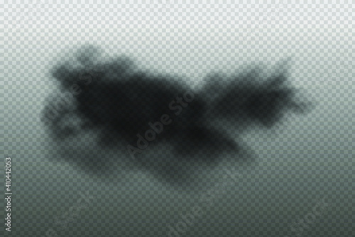 Black vector cloudiness ,fog or smoke on dark checkered background.Set of Cloudy sky or smog over the city.Vector illustration.