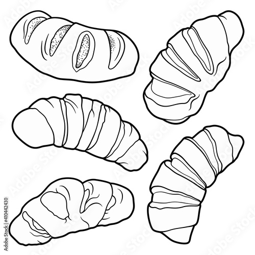 Buns hand drawn vector doodles set.