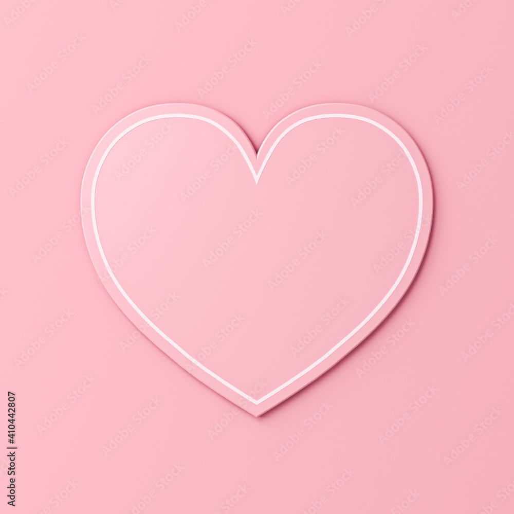Sweet blank heart valentine card isolated on pink pastel color background with shadow minimal conceptual 3D rendering Sweet blank heart valentine card isolated on pink pastel color background with shadow minimal conceptual 3D rendering