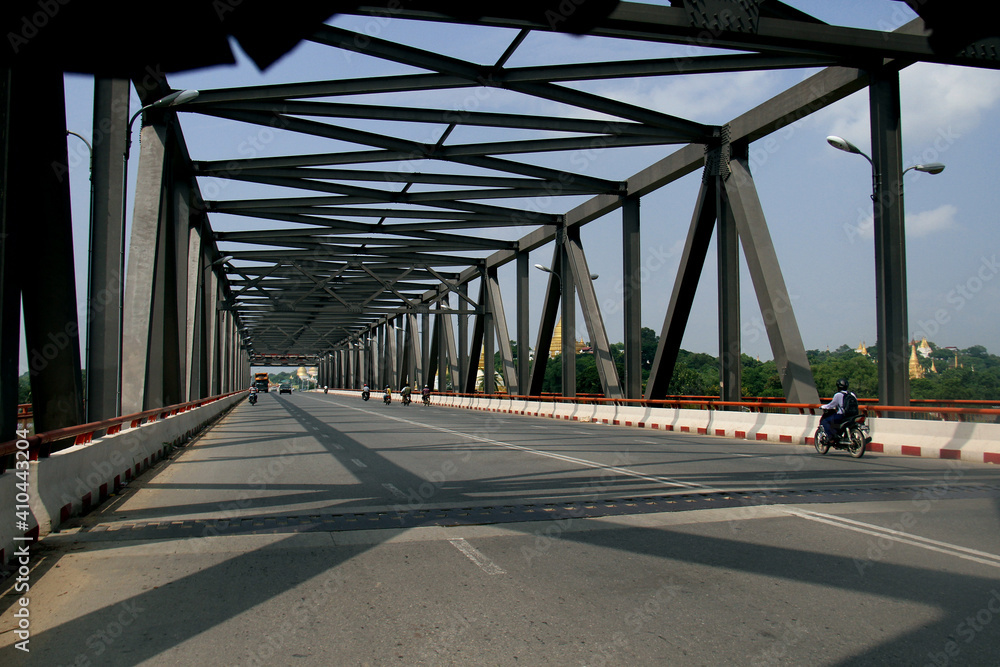 Ayeyarwady Bridge over Ayeryawady River in Mandalay, Myanmar.