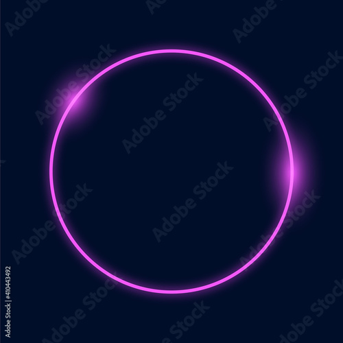 Neon abstract round. Glowing frame. Vector illustration. Vector colorful neon templates.