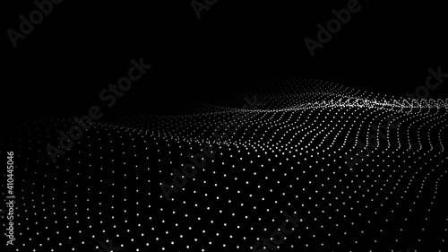 Abstract digital wave of particles. 3d futuristic background illustration. Digital background.  3d rendering illustration