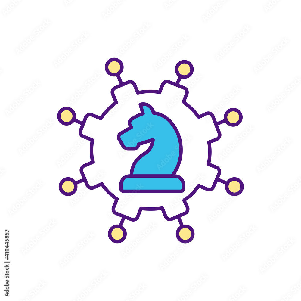Planning sustainable solutions RGB color icon. Interactive strategy. Organizational management activity. Establishing direction and making decisions. Working toward goals. Isolated vector illustration Planning sustainable solutions RGB color icon. Interactive strategy. Organizational management activity. Establishing direction and making decisions. Working toward goals. Isolated vector illustration