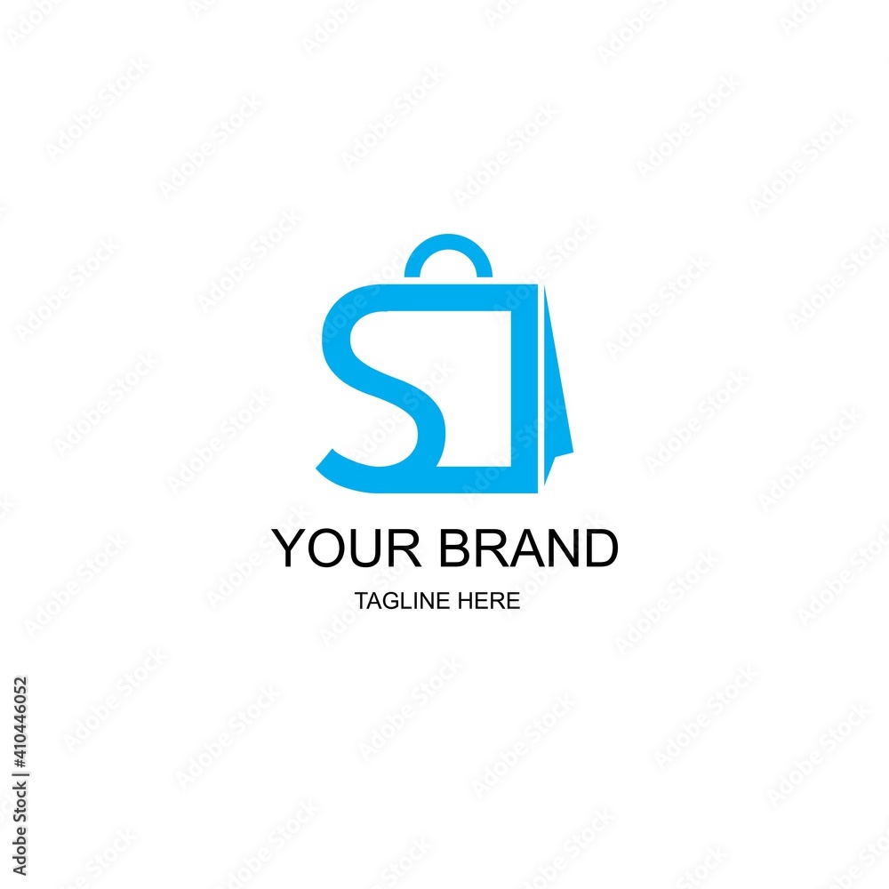 Abstract letter S on shopping bag. Abstract shopping logo. Online shop logo. Abstract letter S on shopping bag. Abstract shopping logo. Online shop logo.