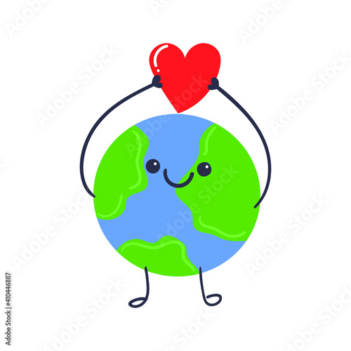 Hand drawn planet earth with heart in your hands. Love our planet concept. © ERMOSA
