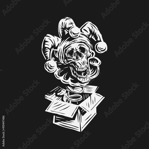 Hand drawn april fools day Vector. skull clown design