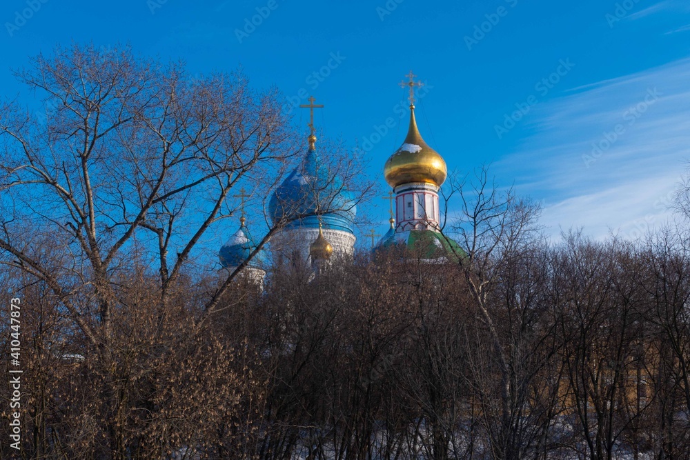 The domes of the church against the blue sky