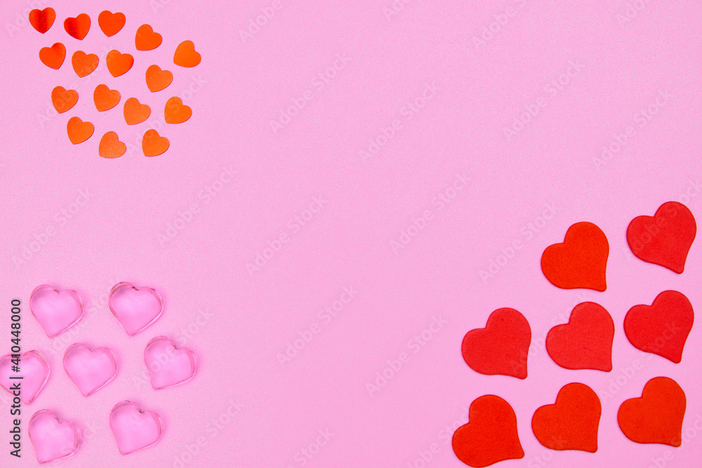 Many little hearts make a frame with place for text for valentine's day. Blue color love background. High quality photo