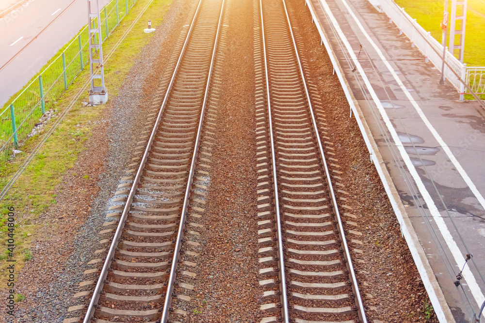Naklejka premium Two rail tracks for high speed trains.