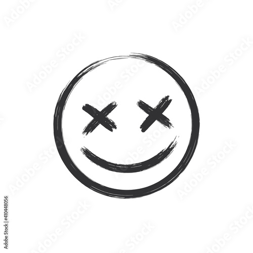 Vector Illustration Crazy Scary Brush Stroke Smile.