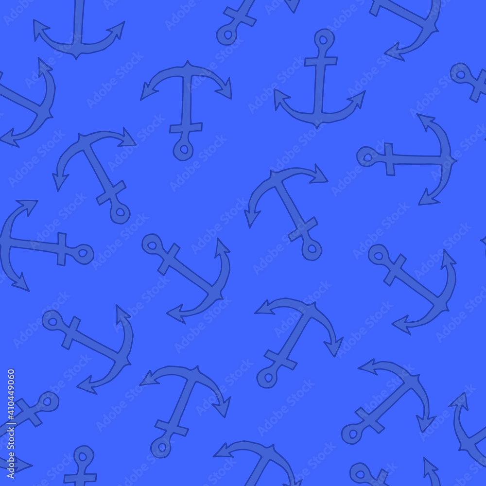 Doodle anchor seamless pattern. hand drawn background. Vector illustration Doodle anchor seamless pattern. hand drawn background. Vector illustration