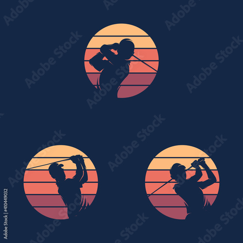 Set of Golf Sport Silhouette Logo Design Template