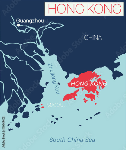 Hong Kong editable map. Vector EPS-10 file