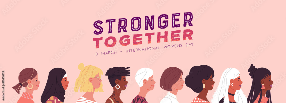 Women's Day banner diverse woman cartoon Women's Day banner diverse woman cartoon