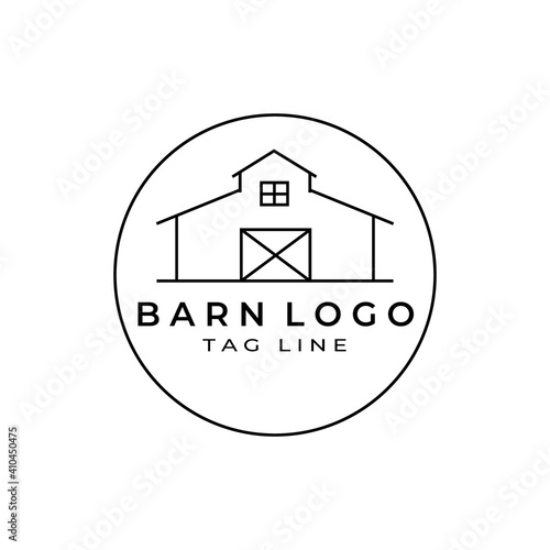 Fotobehang barn line art logo vector symbol illustration design