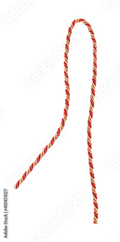 Silk red and gold rope isolated on white background