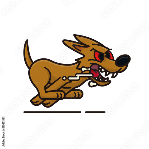 Mad dog running and slobbering isolated vector illustration for World Rabies Day on September 28. Zoonotic diseases symbol.
