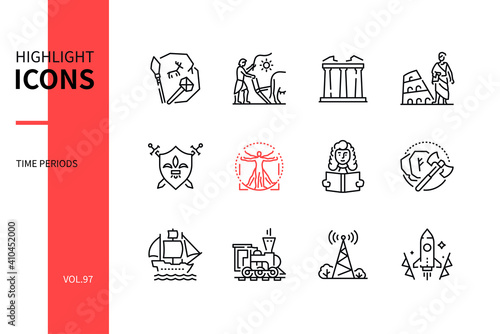 Time periods - line design style icons set